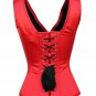 Red Satin Shoulder Straps Antique Zip Gothic Overbust PLUS SIZE Corset Costume