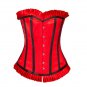 Gothic Red Black Trim Satin Burlesque Bustier Costume Overbust PLUS SIZE Corset
