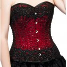 Red Satin Corset Black Handmade Sequins Overbust PLUS SIZE Corset Waist Training