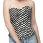 Black White Polka Dot Satin Steampunk Overbust PLUS SIZE Corset Waist Cincher