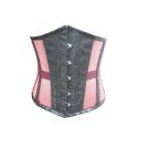 Black Brocade Pink Net Steampunk Bustier Underbust PLUS SIZE Corset Waist Shaper