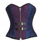 Blue Black Brocade Purple Cotton Burlesque Costume Overbust PLUS SIZE Corset Top