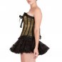 Olive Green Satin Black Lace Retro Burlesque Overbust PLUS SIZE Corset Costume