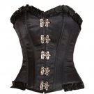 Black Satin And Lace Burlesque Bustier Overbust PLUS SIZE Corset Waist Training