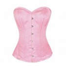 Women Pink Satin Double Bone Gothic PLUS SIZE Costume Burlesque Overbust Corset