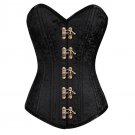 Brocade Black Steel Bone LONGLINE Gothic Antique Clasp PLUS SIZE Corset Overbust