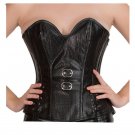 Black Rice Leather Side Zipper Steampunk Overbust PLUS SIZE Corset Costume Top