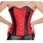 Red Black Leather Steampunk Bustier Overbust PLUS SIZE Corset Waist Training Top