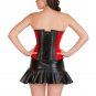 Red Black Leather Steampunk Bustier Overbust PLUS SIZE Corset Waist Training Top