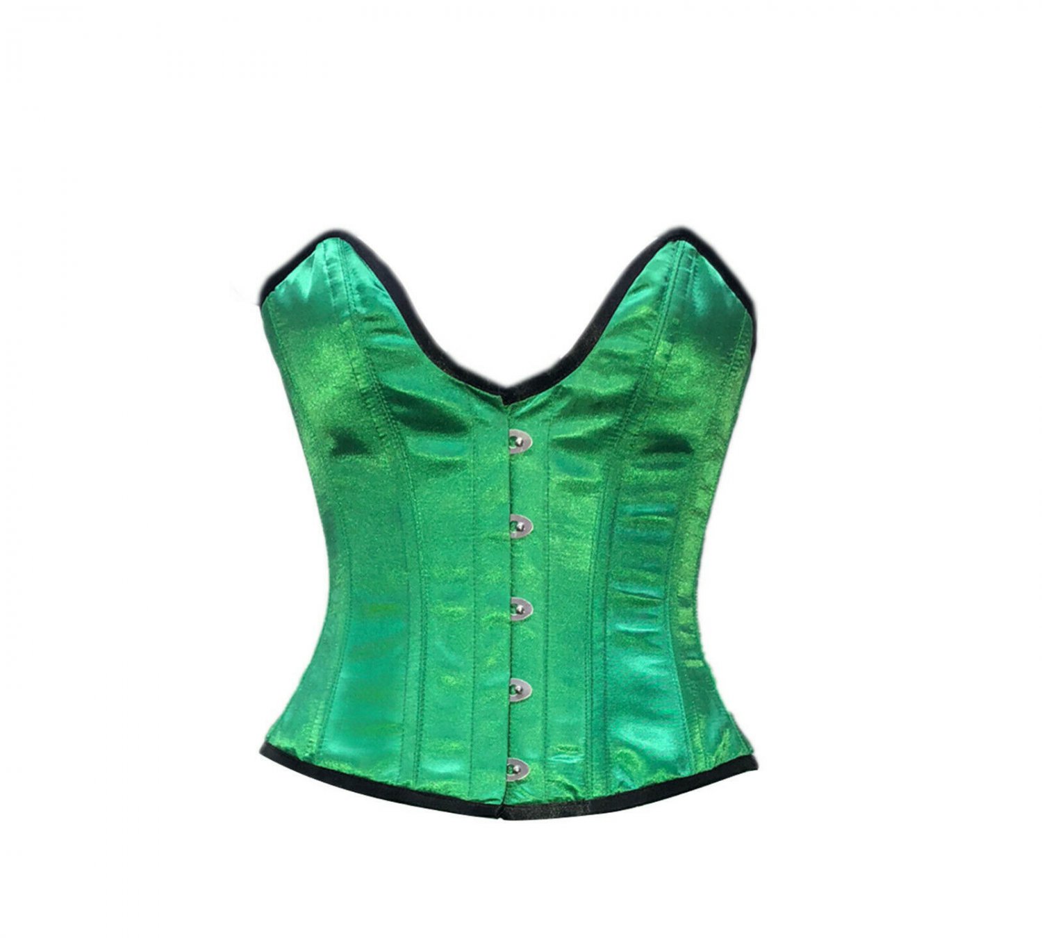 Green Satin Corset Deep Bust Gothic Burlesque PLUS SIZE Bustier Overbust Dress
