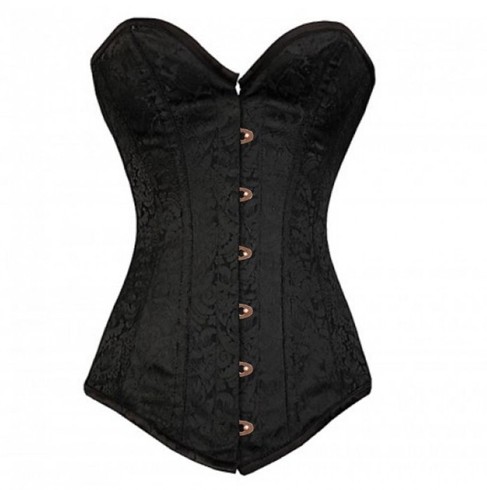 Black LONGLINE Overbust Bustier Gothic Antique Steel BusK PLUS SIZE Corset Top