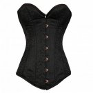 Black LONGLINE Overbust Bustier Gothic Antique Steel BusK PLUS SIZE Corset Top