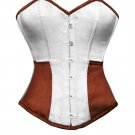 Red and White Satin Gothic Burlesque Overbust PLUS SIZE Corset Costume Bustier