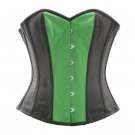 Black Leather Green PVC Steampunk Overbust PLUS SIZE Corset Waist Shaper Costume