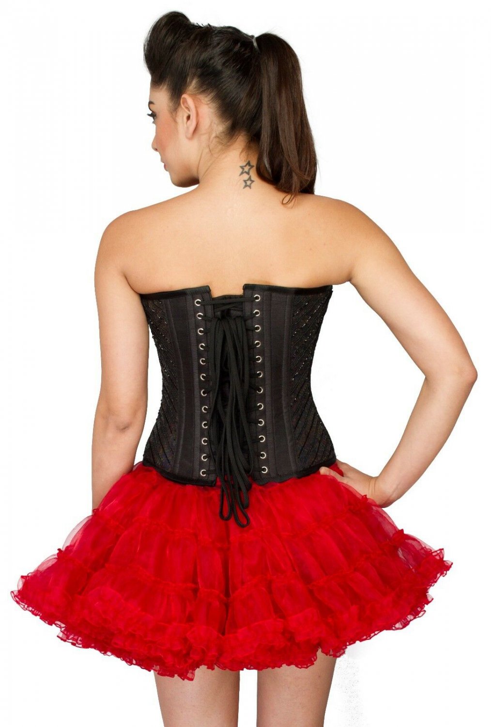 black silk corset top