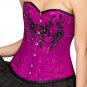 Purple Satin Overbust Black Sequin PLUS SIZE Corset Waist Training Costume Top