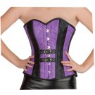 Purple Black Faux Leather With Leather Belt Steampunk Overbust PLUS SIZE Coset