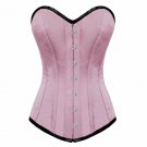 Pink Satin Burlesque Bustier LONG Overbust PLUS SIZE Corset Waist Training Top