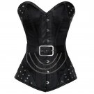 Black Satin Leather Belt Goth Steampunk Waist Training Overbust PLUS SIZE Corset