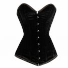 Black Velvet Goth Burlesque Waist Cincher LONG Overbust PLUS SIZE Corset Costume