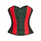 Green Black Brocade Red Leather Christmas Costume Burlesque Overbust Corset
