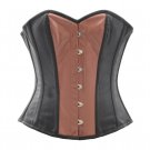 Black Leather Brown PVC Goth Overbust PLUS SIZE Corset Waist Shaper Costume Top
