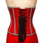 Red Velvet Check Stripes Steampunk Christmas Overbust Corset Waist Training