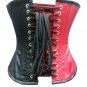 Red Black Satin Leather Belt Steampunk Christmas Overbust Corset Waist Shaper