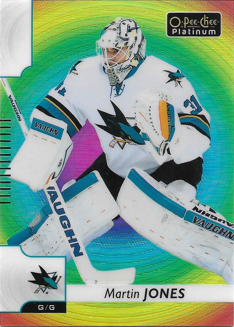 Martin Jones 2017-18 Upper Deck O-Pee-Chee Platinum Rainbow Wheel #45 San Jose Sharks Hockey Card