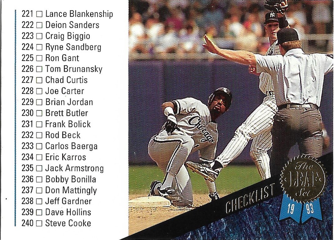 1993 Leaf Checklist #330 Baseball Card