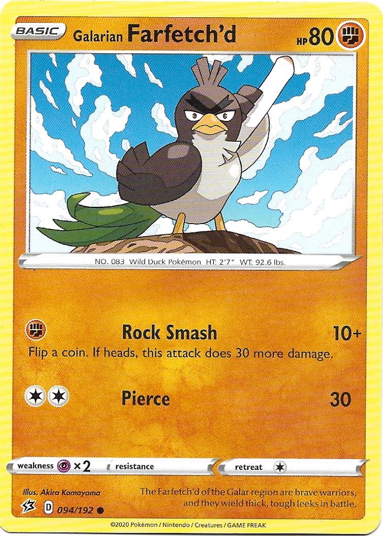 Galarian Farfetch'd 2020 General Mills Pokemon Sword & Shield Trading Card