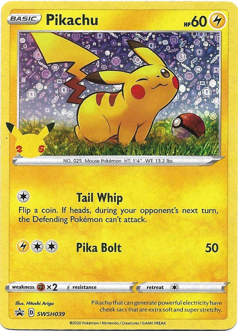Pikachu 2020 General Mills Pokemon Sword & Shield Trading Card