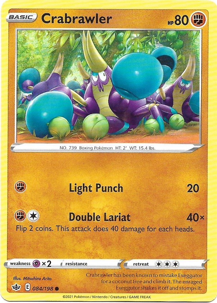 Crabrawler Pokemon Sword & Shield Chilling Reign Trading Card 084/198