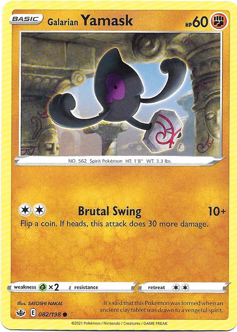Galarian Yamask Pokemon Sword & Shield Chilling Reign Trading Card 082/198