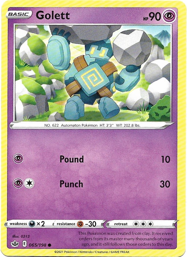 Golett Pokemon Sword & Shield Chilling Reign Trading Card 065/198