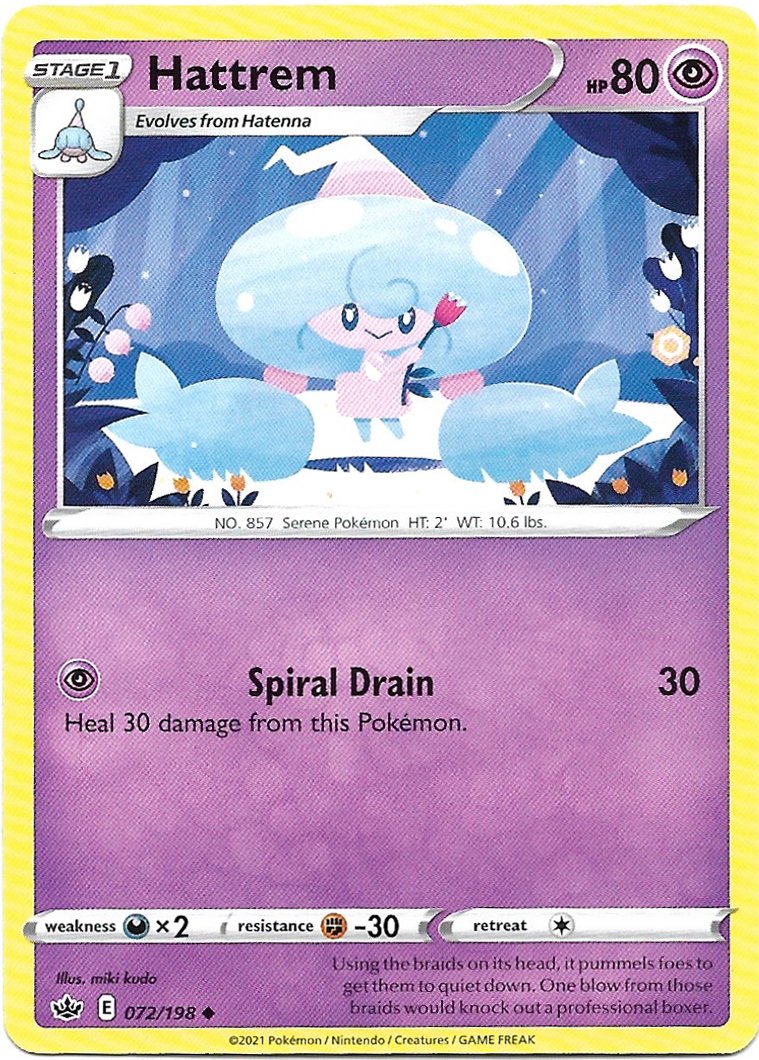 Hattrem Pokemon Sword & Shield Chilling Reign Trading Card 072/198