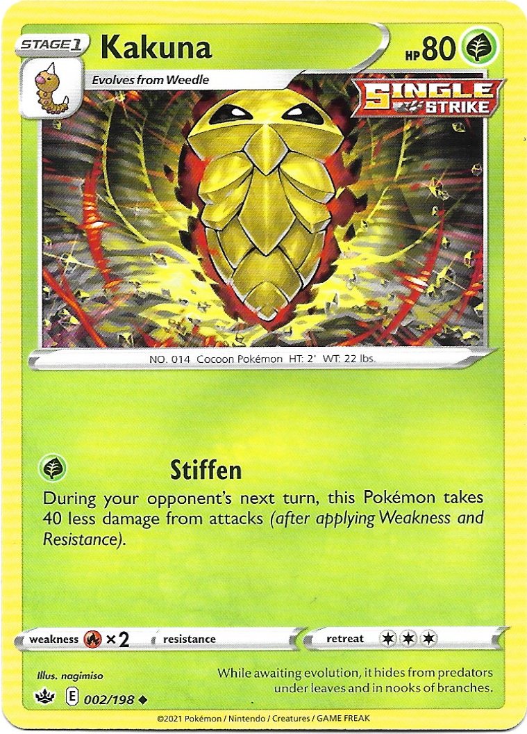 Kakuna Pokemon Sword & Shield Chilling Reign Trading Card 002/198