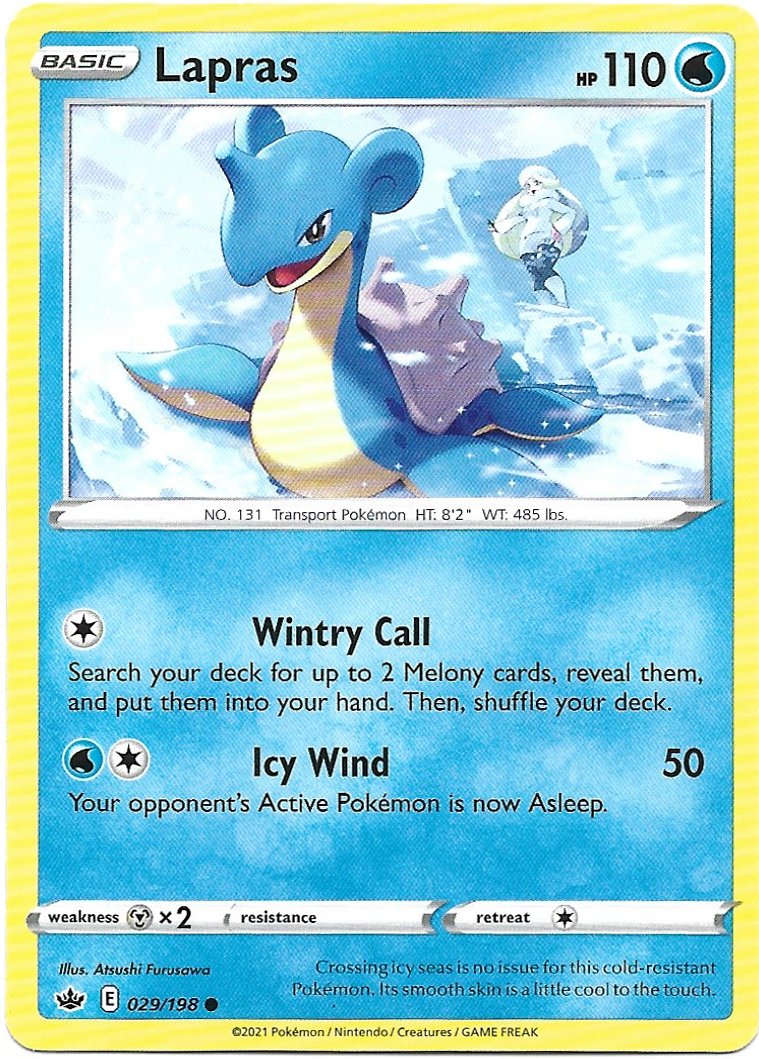 Lapras Pokemon Sword & Shield Chilling Reign Trading Card 029/198