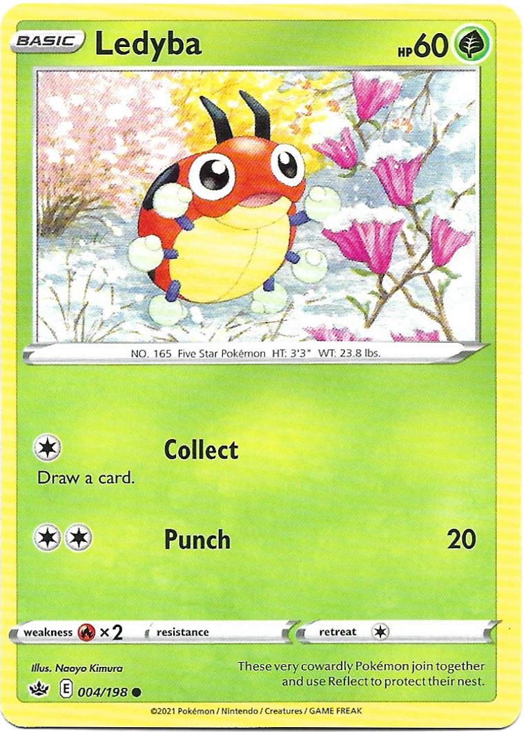 Ledyba Pokemon Sword & Shield Chilling Reign Trading Card 004/198