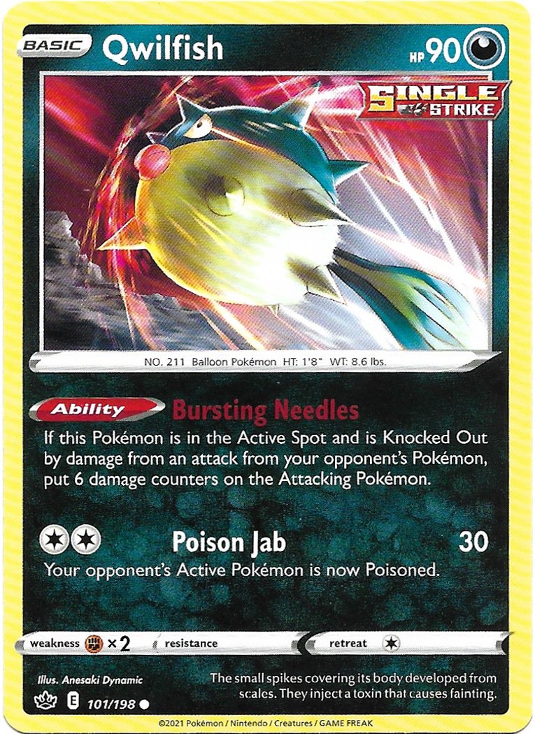 Qwilfish Pokemon Sword & Shield Chilling Reign Trading Card 101/198