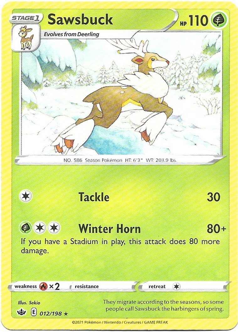 Sawsbuck Pokemon Sword & Shield Chilling Reign Trading Card 012/198