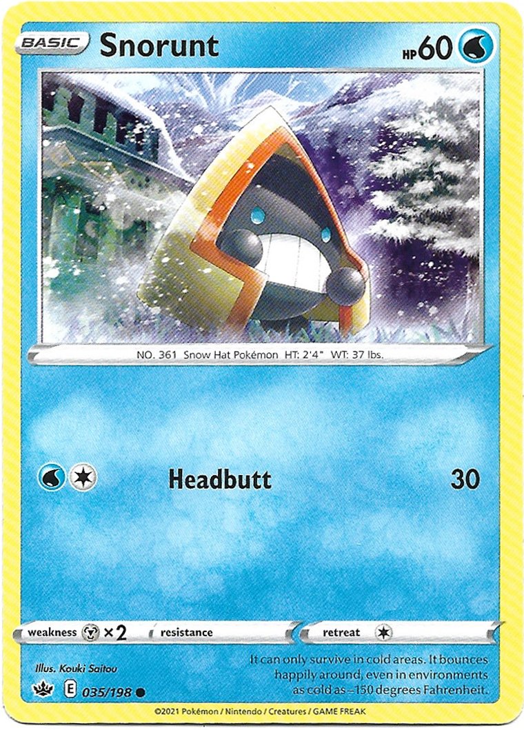 Snorunt Pokemon Sword & Shield Chilling Reign Trading Card 035/198