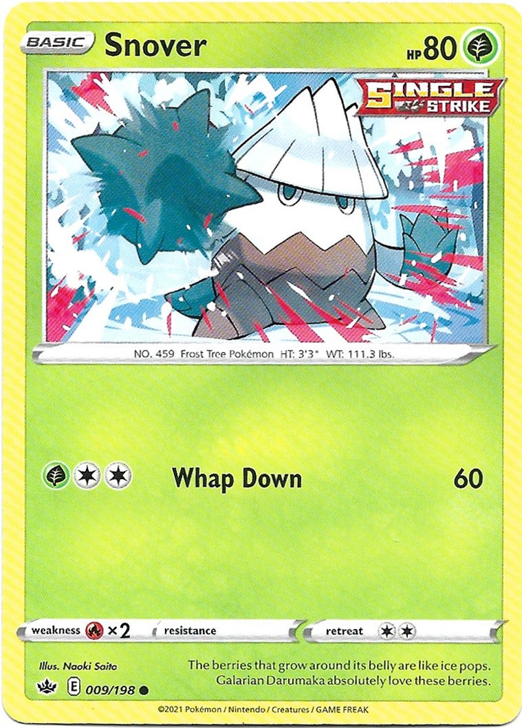 Snover Pokemon Sword & Shield Chilling Reign Trading Card 009/198