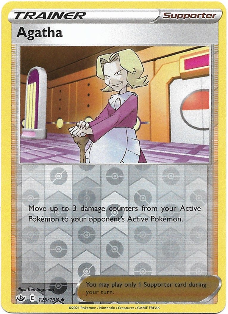 Trainer Agatha Pokemon Sword & Shield Chilling Reign Reverse Foil Trading Card 129/198