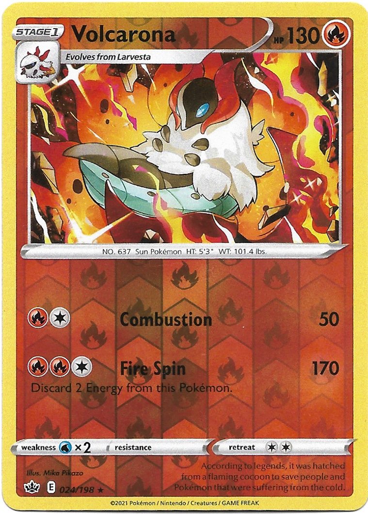 Volcarona Reverse Foil Pokemon Sword & Shield Chilling Reign Trading Card 024/198
