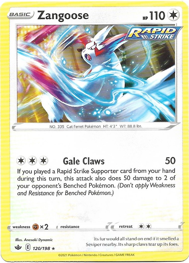 Zangoose Pokemon Sword & Shield Chilling Reign Trading Card 120/198