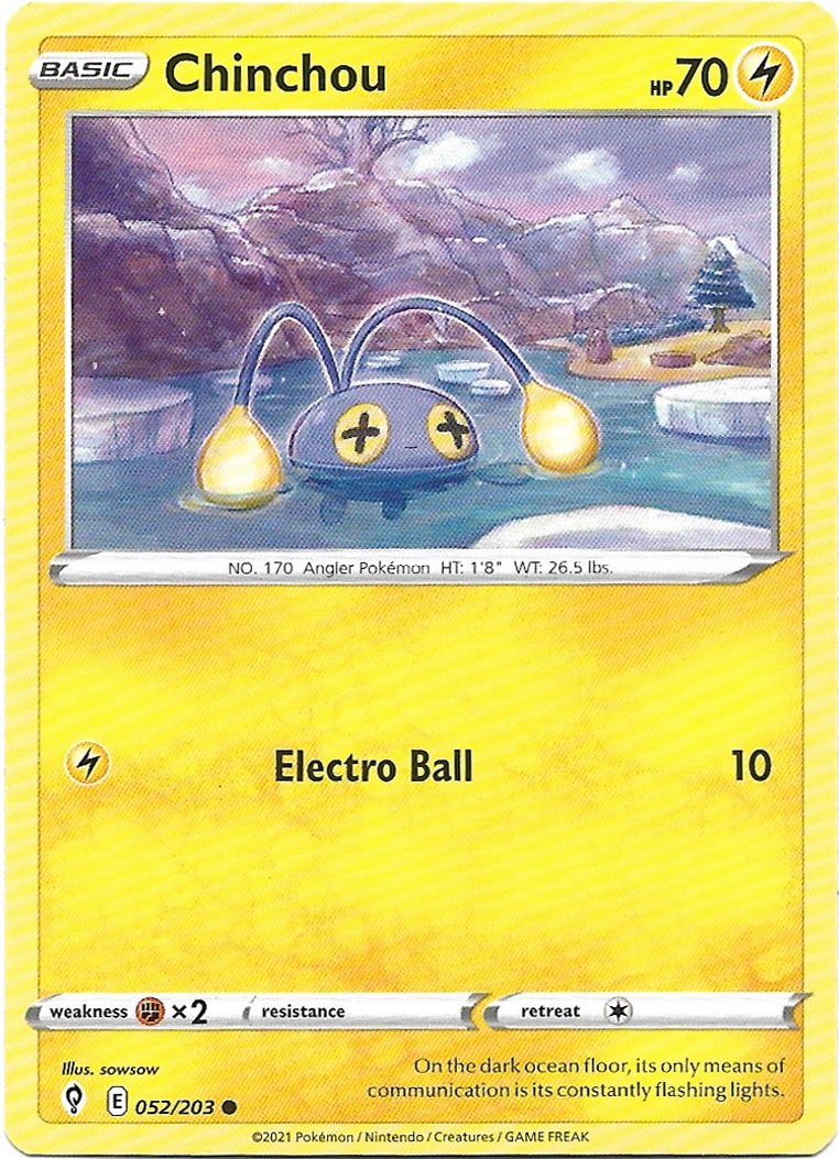 Chinchou Pokemon Evolving Skies Trading Card 052/203