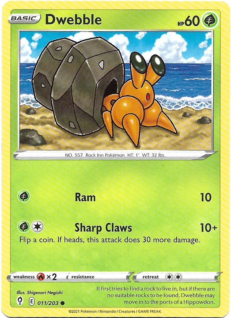 Dwebble Pokemon Evolving Skies Trading Card 011/203