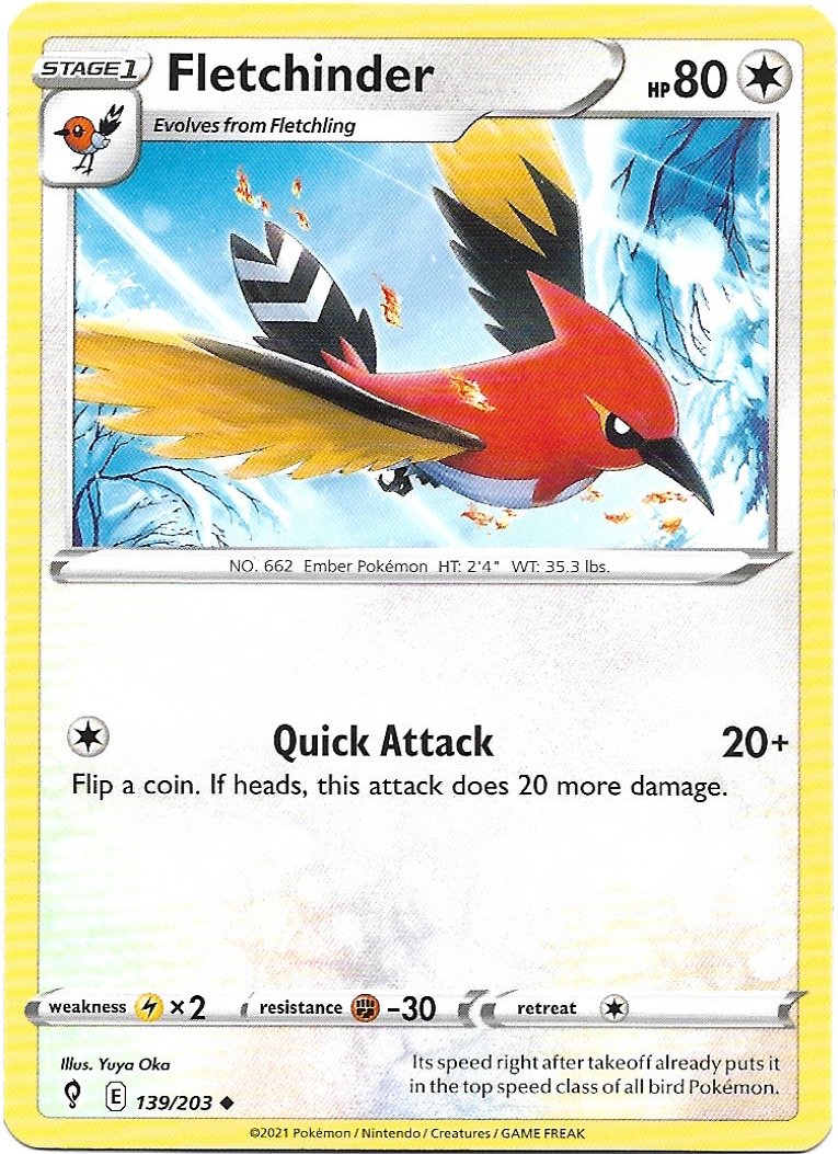 Fletchinder Pokemon Evolving Skies Trading Card 139/203
