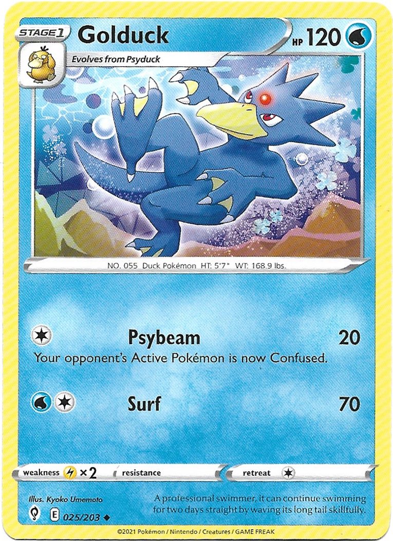 Golduck Pokemon Evolving Skies Trading Card 025/203
